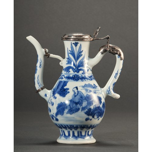 73. Blue and White Ewer with Silver Cover